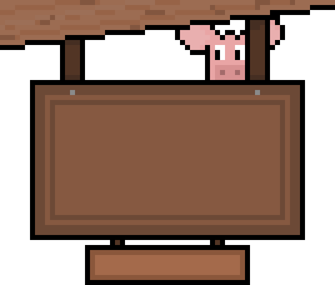 Piggy on a wooden sign